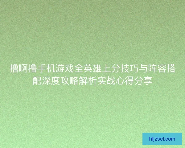 撸啊撸手机游戏全英雄上分技巧与阵容搭配深度攻略解析实战心得分享
