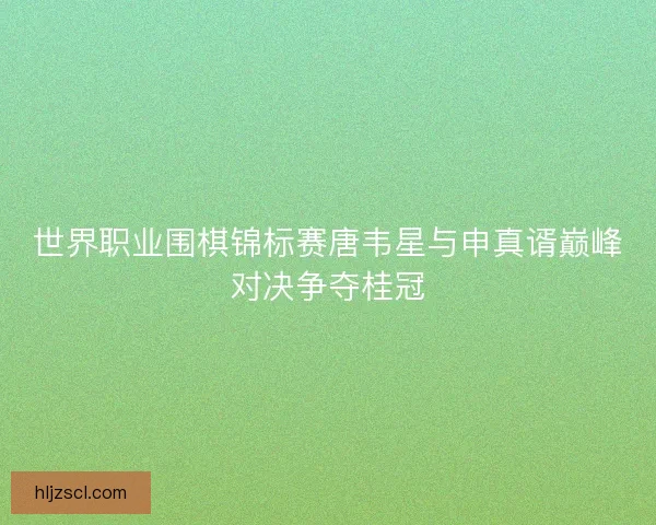 世界职业围棋锦标赛唐韦星与申真谞巅峰对决争夺桂冠